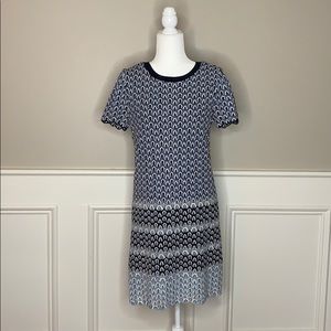 Tory Burch Blue Crochet Style Short-Sleeved Dress
